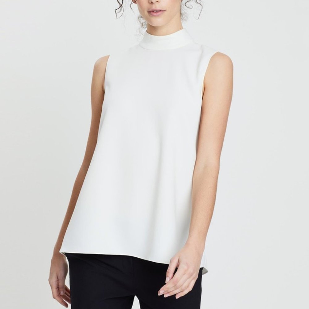 Theory White High-Neck Sleeveless Top